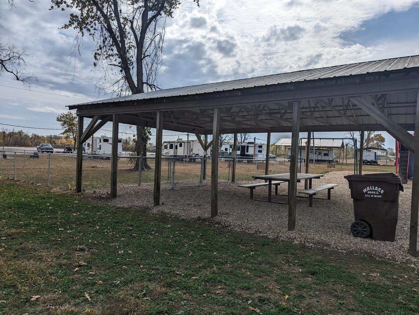 Off-leash dog park at a pet-friendly campground in Indiana