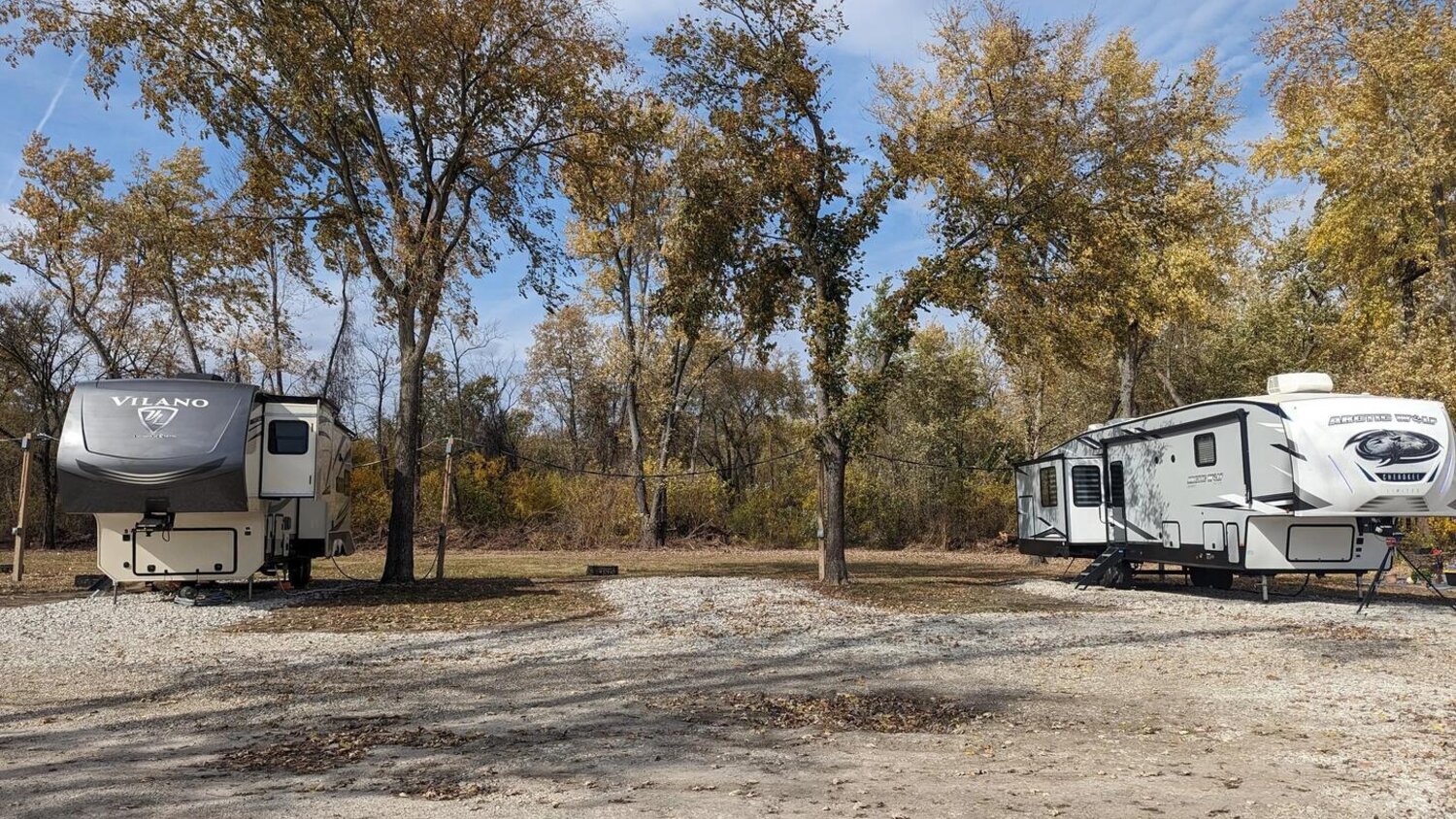 Full hookup RV campground site with electrical and water connections near Terre Haute, Indiana
